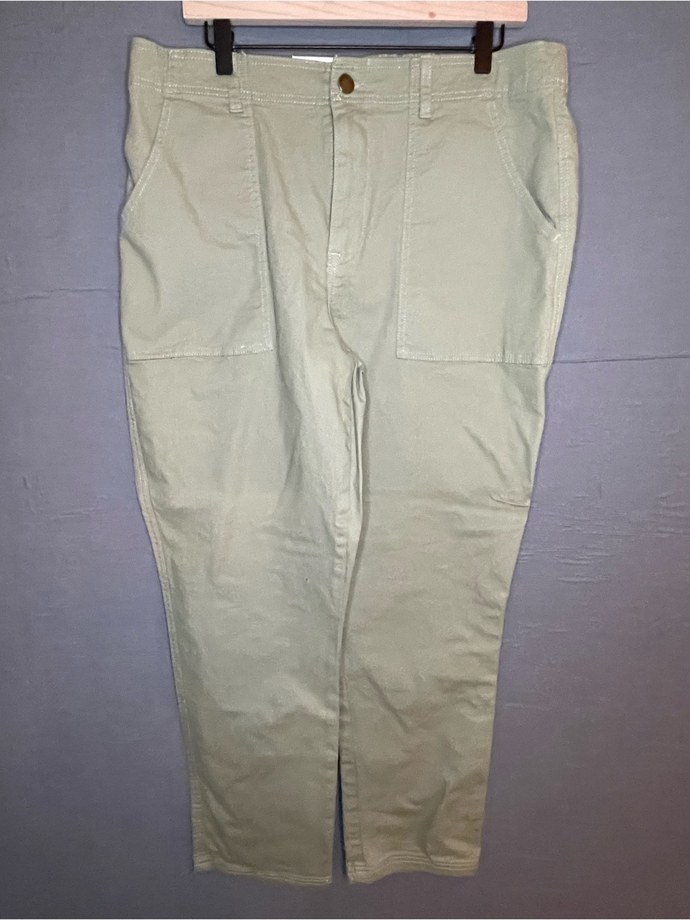 Knox Rose Sage Green High Rise Utility Pants Size L/36x30 Straight Leg Stretch